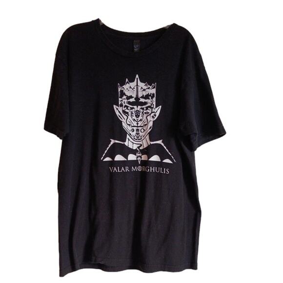 GAME OF THRONES T-shirt Size L BLACK Valar Morghulis Graphic Scary Monster Face - Picture 1 of 5
